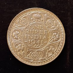 Silver British India King and emperor George vi Denominaton 1₹ Year 1941 Same and similar piece is available