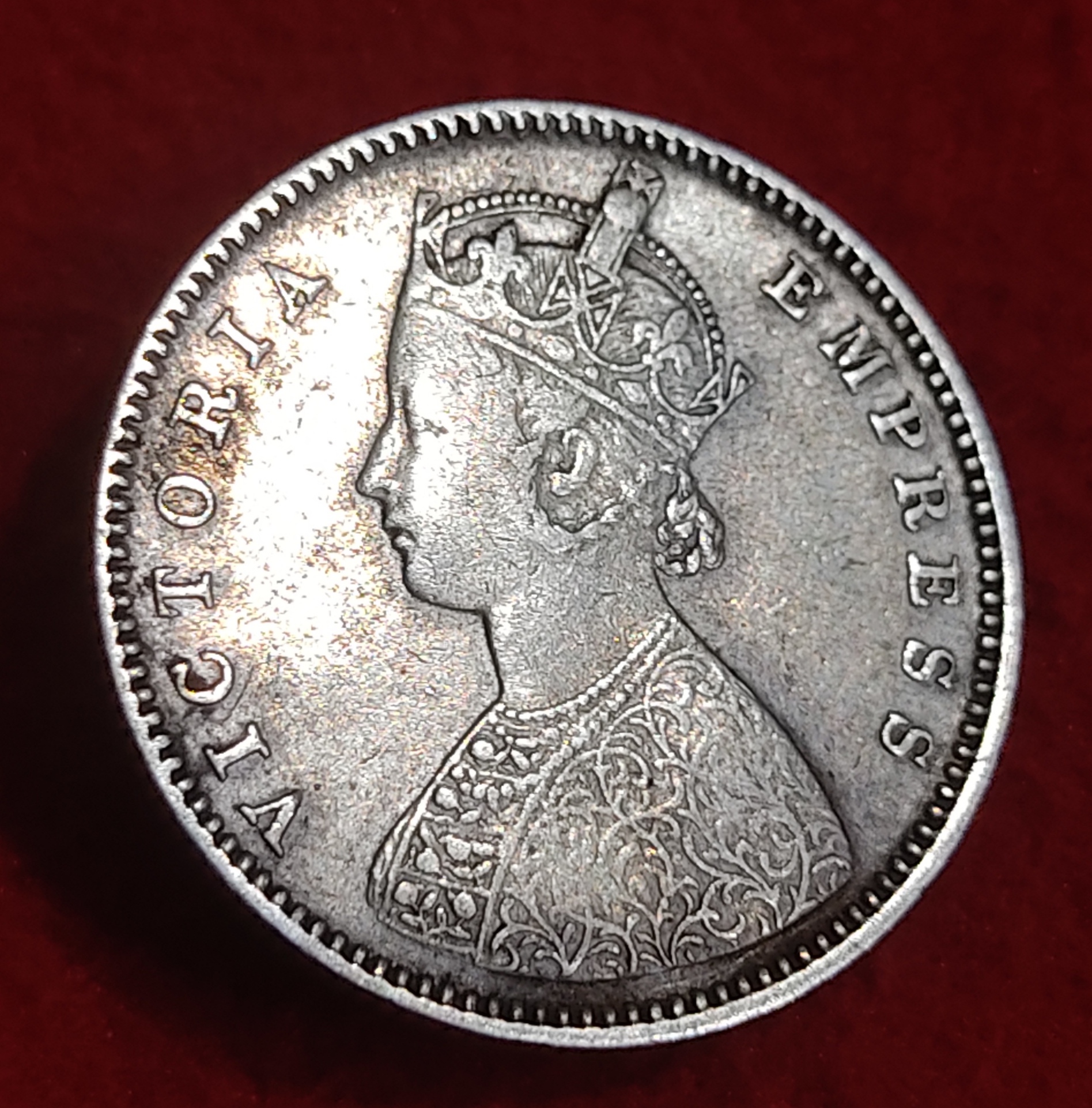 Half Rupee Silver Coin Victoria Empress 1888 B Raised Bombay Mint Rare Varietie