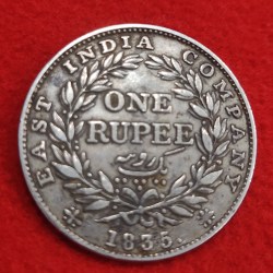 One Rupee Silver Coin William IV 1835 Calcutta Mint Rs Varietie