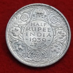 Half Rupee Silver Coin George VI 1939 Calcutta Mint GEM UNC Condition