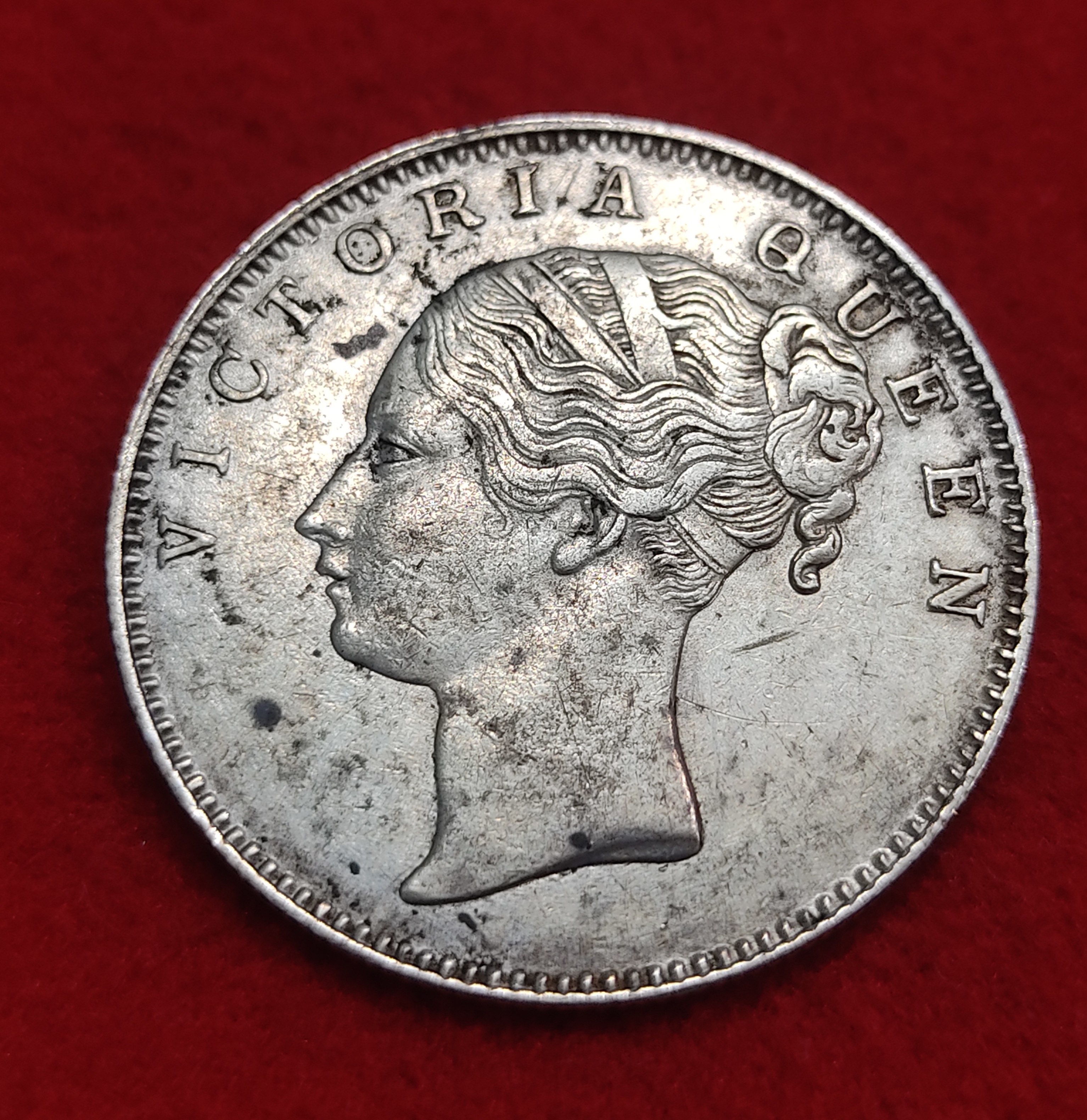 One Rupee Silver Coin Victoria Queen 1840 Continue Legend