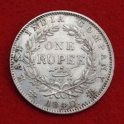 One Rupee Silver Coin Victoria Queen 1840 Continue Legend