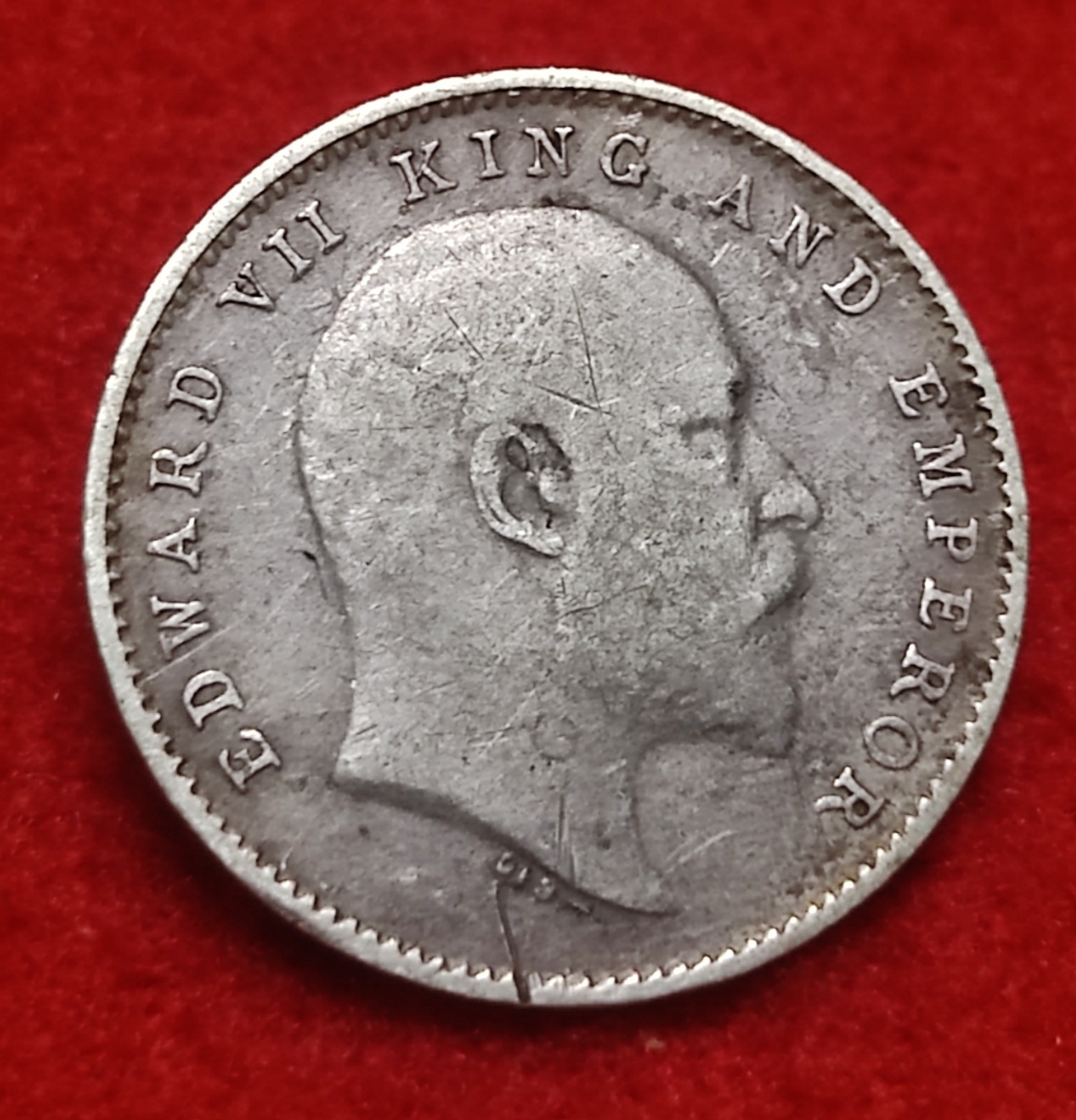Two Annas Silver Coin Edward VII 1904 Calcutta Mint