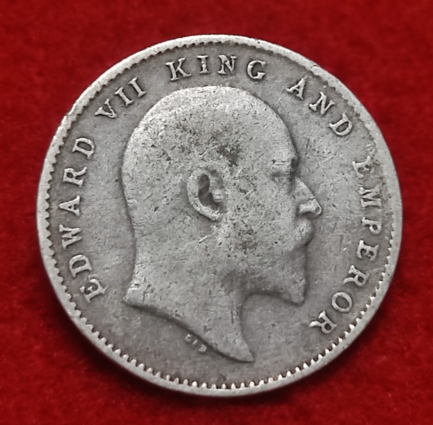 Two Annas Silver Coin Edward VII 1907 calcutta mint
