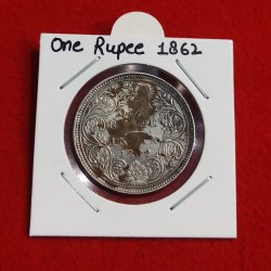 One Rupee Silver Coin Victoria Queen 1862