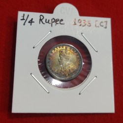 1/4 Rupee Silver Coin 1936 Calcutta Mint