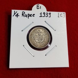 1/4 Rupee Silver Coin 1939 Calcutta Mint
