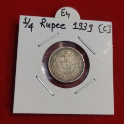 1/4 Rupee Silver Coin 1939 Calcutta Mint