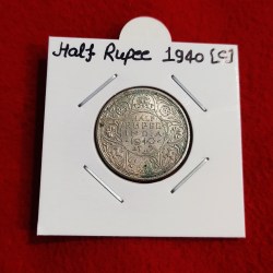 Half Rupee Silver Coin 1940 Calcutta Mint