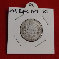 Half Rupee Silver Coin Edward VII 1907 Calcutta Mint
