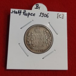 Half Rupee Silver Coin Edward VII Year 1906 Calcutta Mint