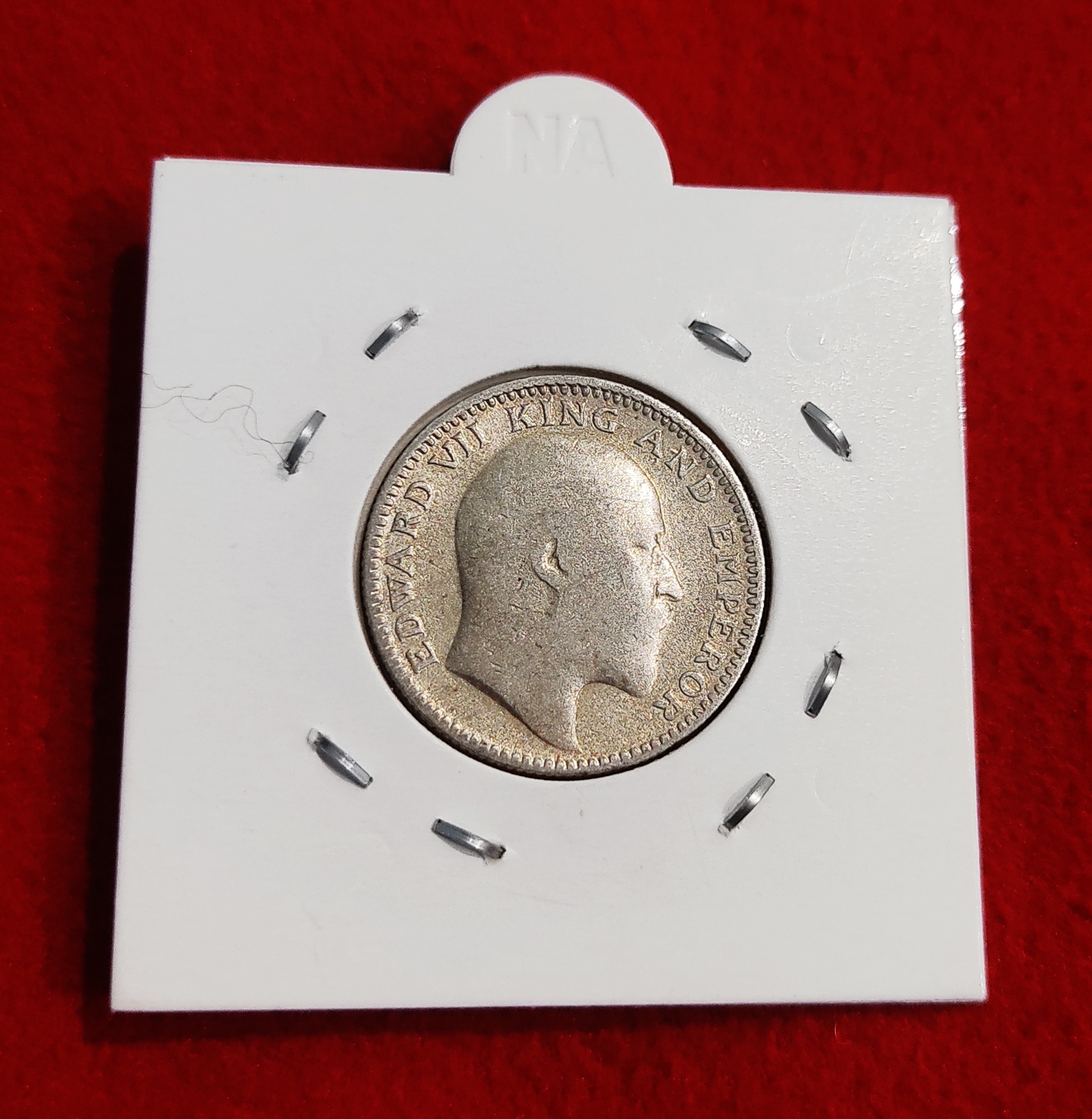 Half Rupee Silver Coin Edward VII 1908 Calcutta Mint