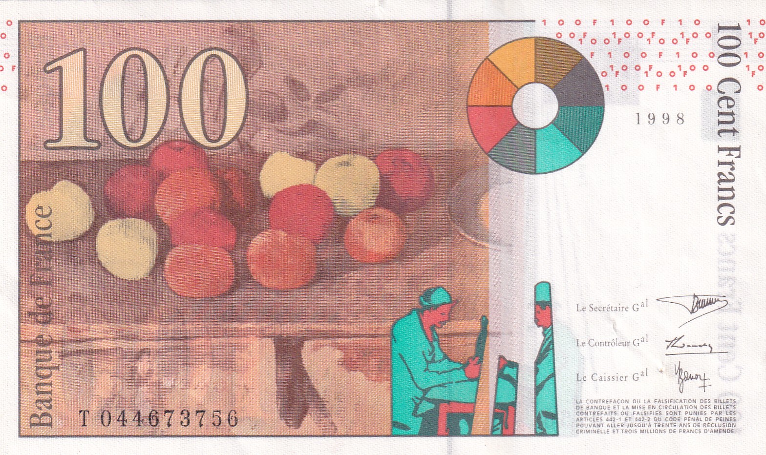 France 100 Cent Francs 1839-1906 Paul Cezanne UNC Bank Note
