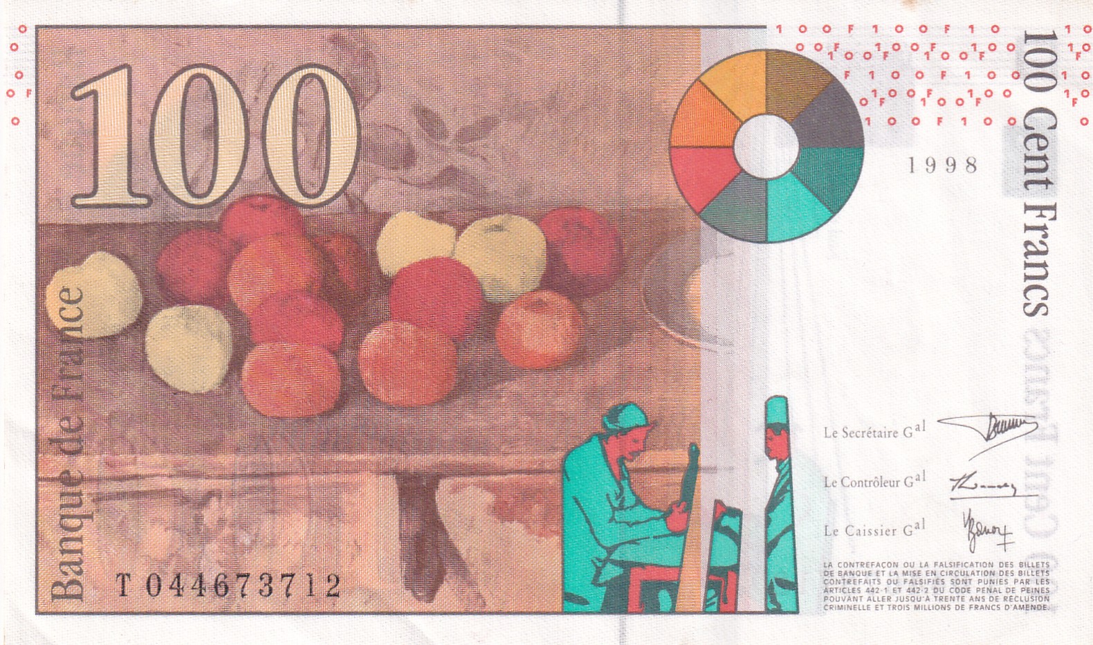 France 100 Cent Francs 1839-1906 Paul Cezanne UNC Bank Note