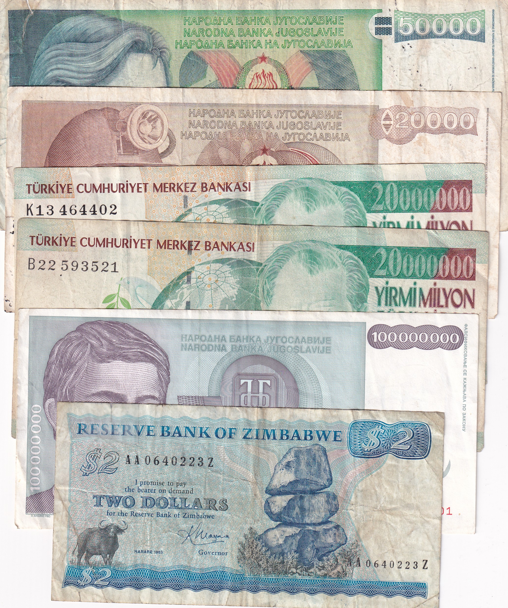 Six Note World Note Low Condition #SKU-4