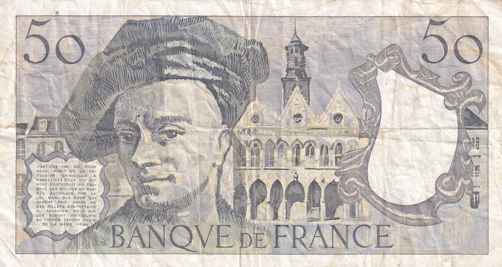 France 50 Francs (Maurice Quentin) Bank Note