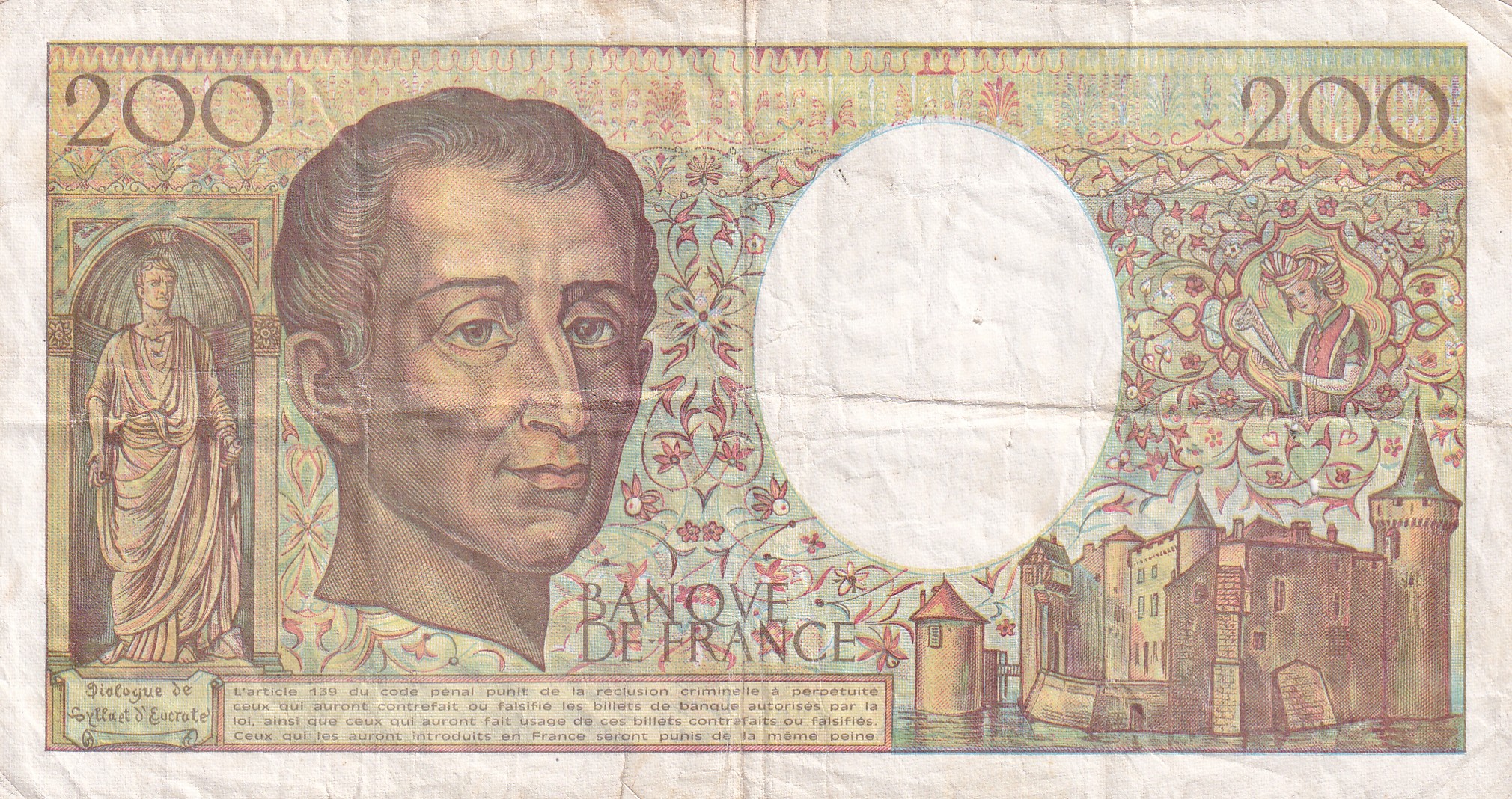 France 200 Francs de Montesquieu Rare Note