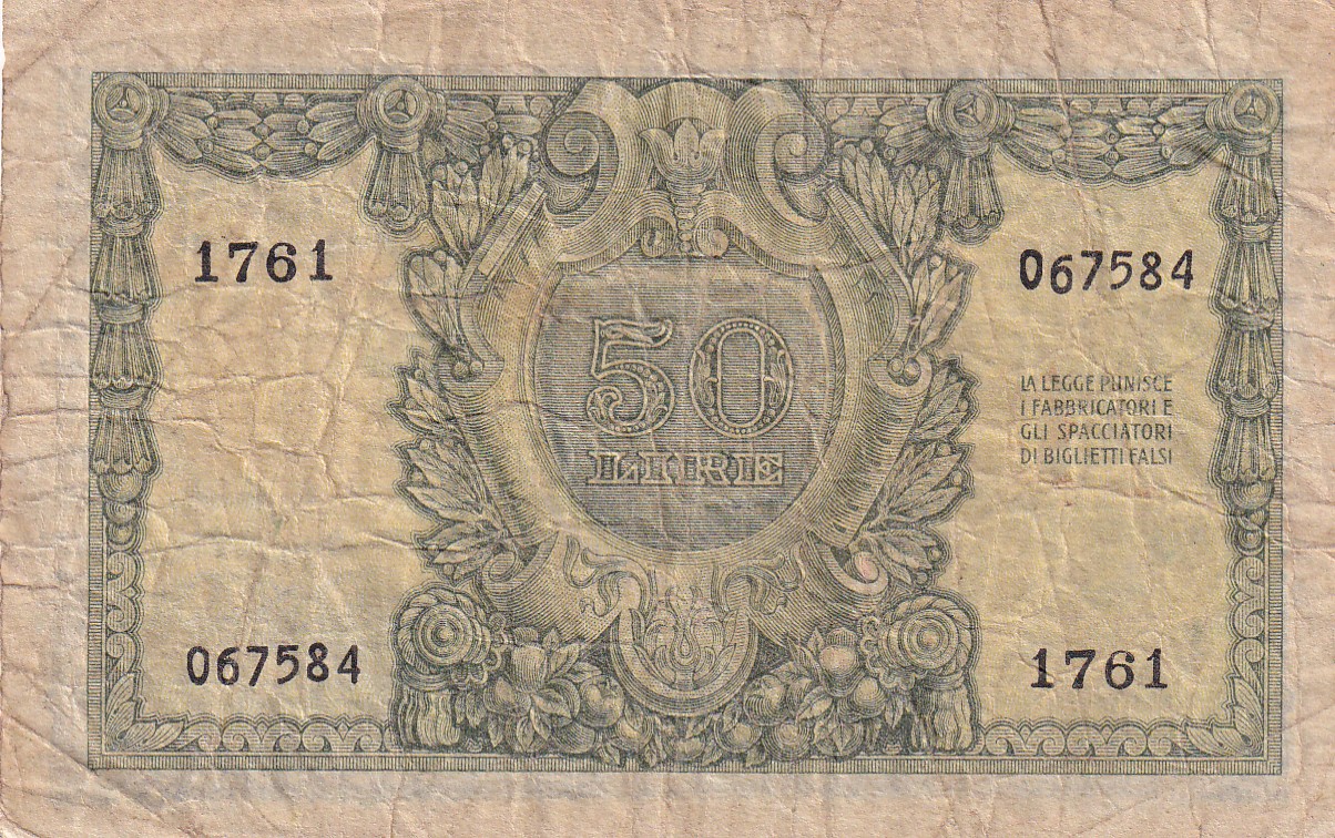 Italy 50 Lira 1951 Old Series Rare Note
