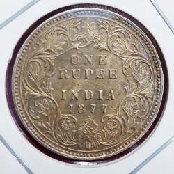 One Rupee Coin Victoria Empress 1877 Bombay Mint
