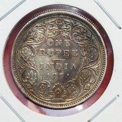 One Rupee Coin Victoria Queen 1874 Bombay Mint