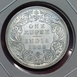 One Rupee Silver Coin Victoria Empress 1888 B Raised Bombay Mint