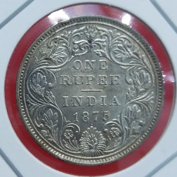 One Rupee Silver Coin Victoria Queen 1875 Bombay Mint