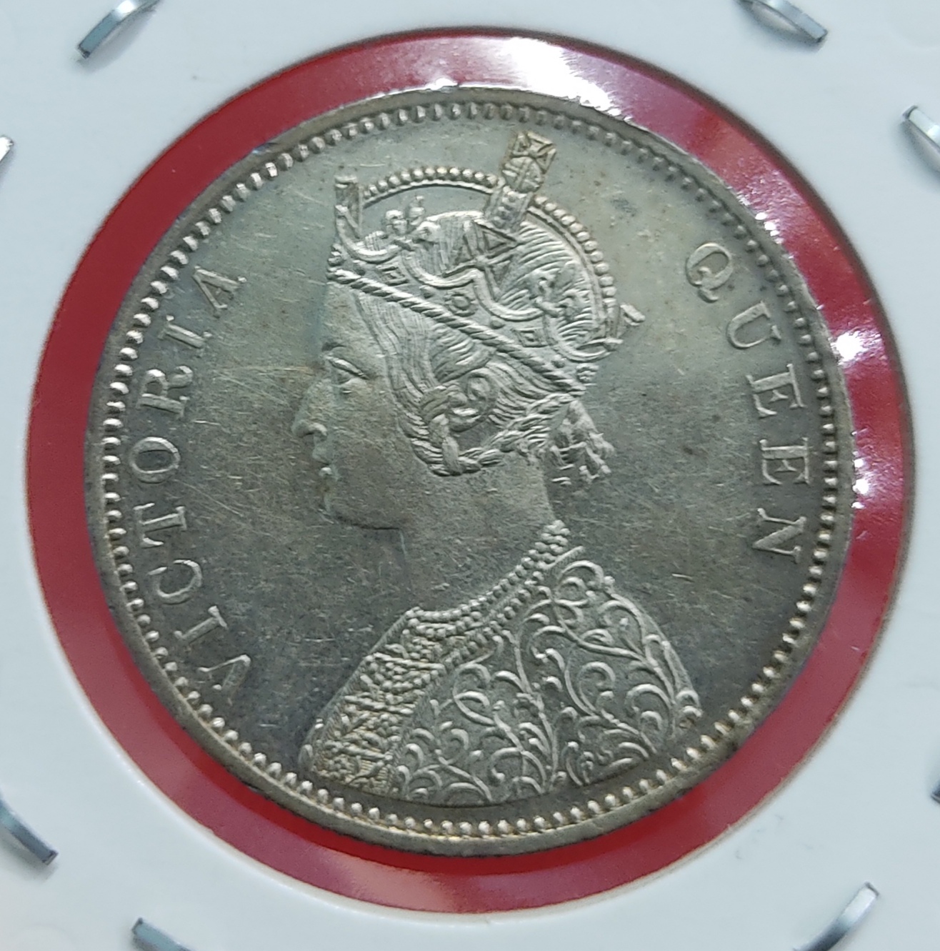 One Rupee Silver Coin Victoria Queen 1875 Bombay Mint