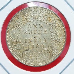 One Rupee Silver Coin Victoria Empress 1890 Bombay