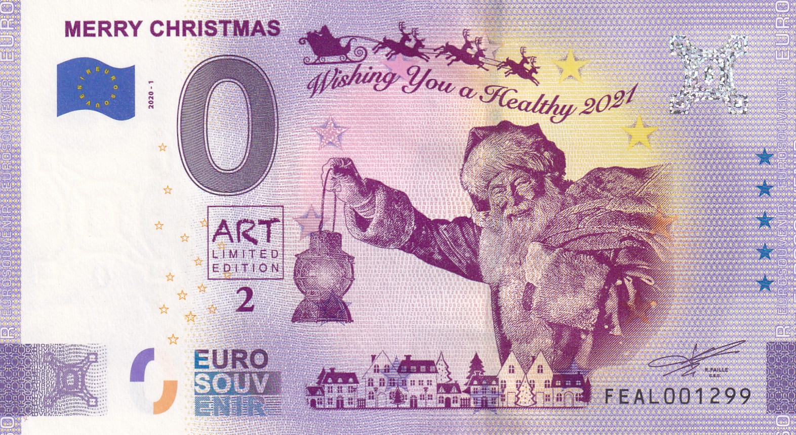 Malta O Euro Merry Christmas UNC Note