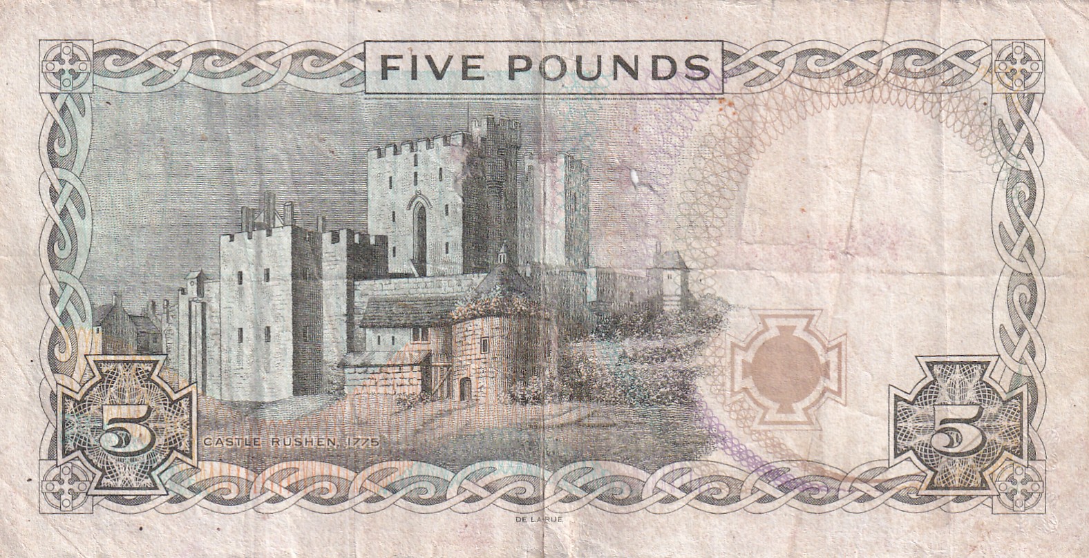 ISLE of MAN 5 Pound Elizabeth Old Issue Rare Note #B-2