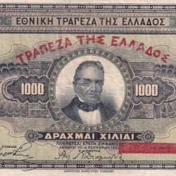 Greece 1000 Drachmai 1928 Rare Top Condition Note