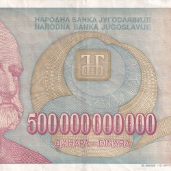Yugoslavia 500 000 000 000 Dinara Rare Note