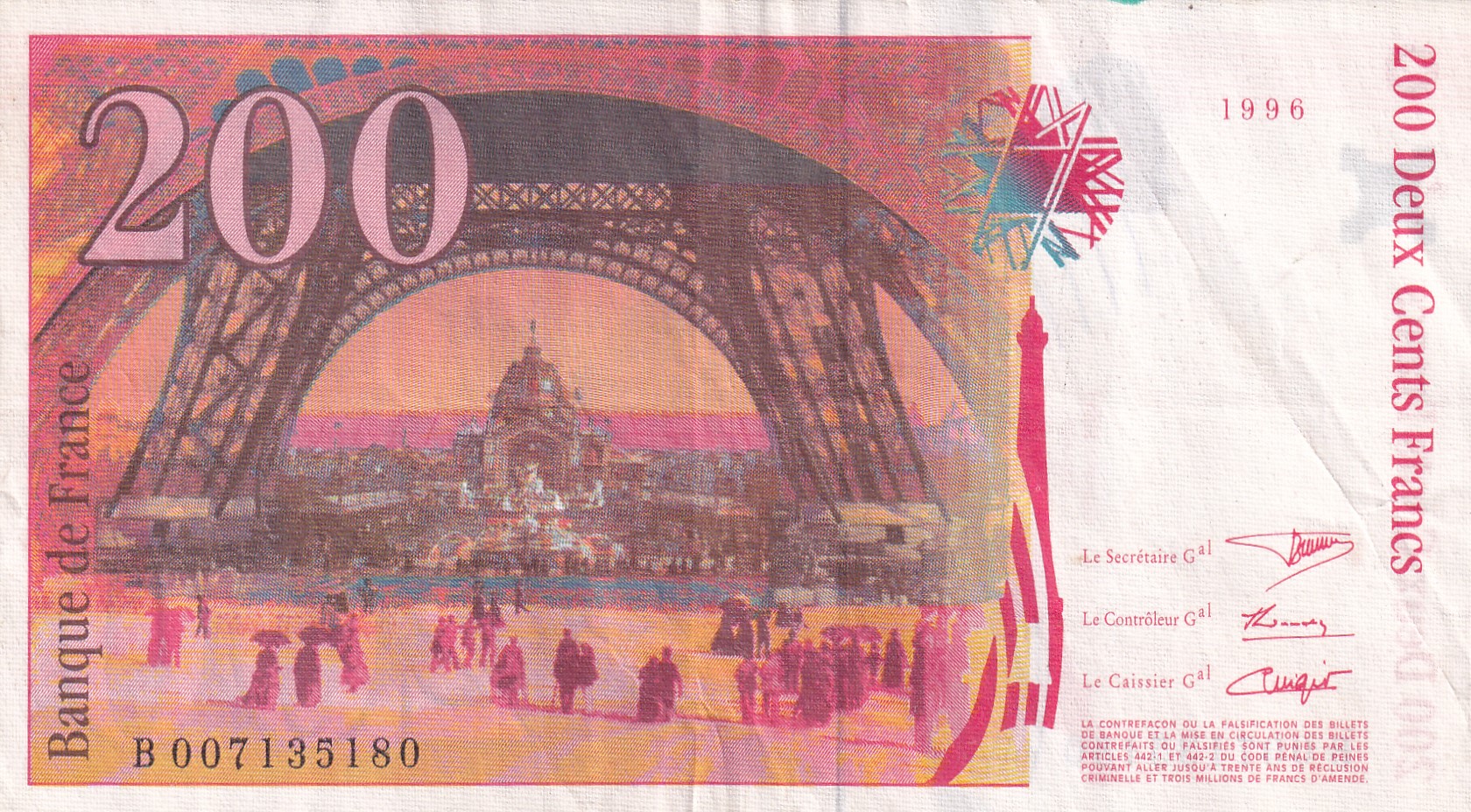 France 200 Francs Gustave Eiffel Rare Note