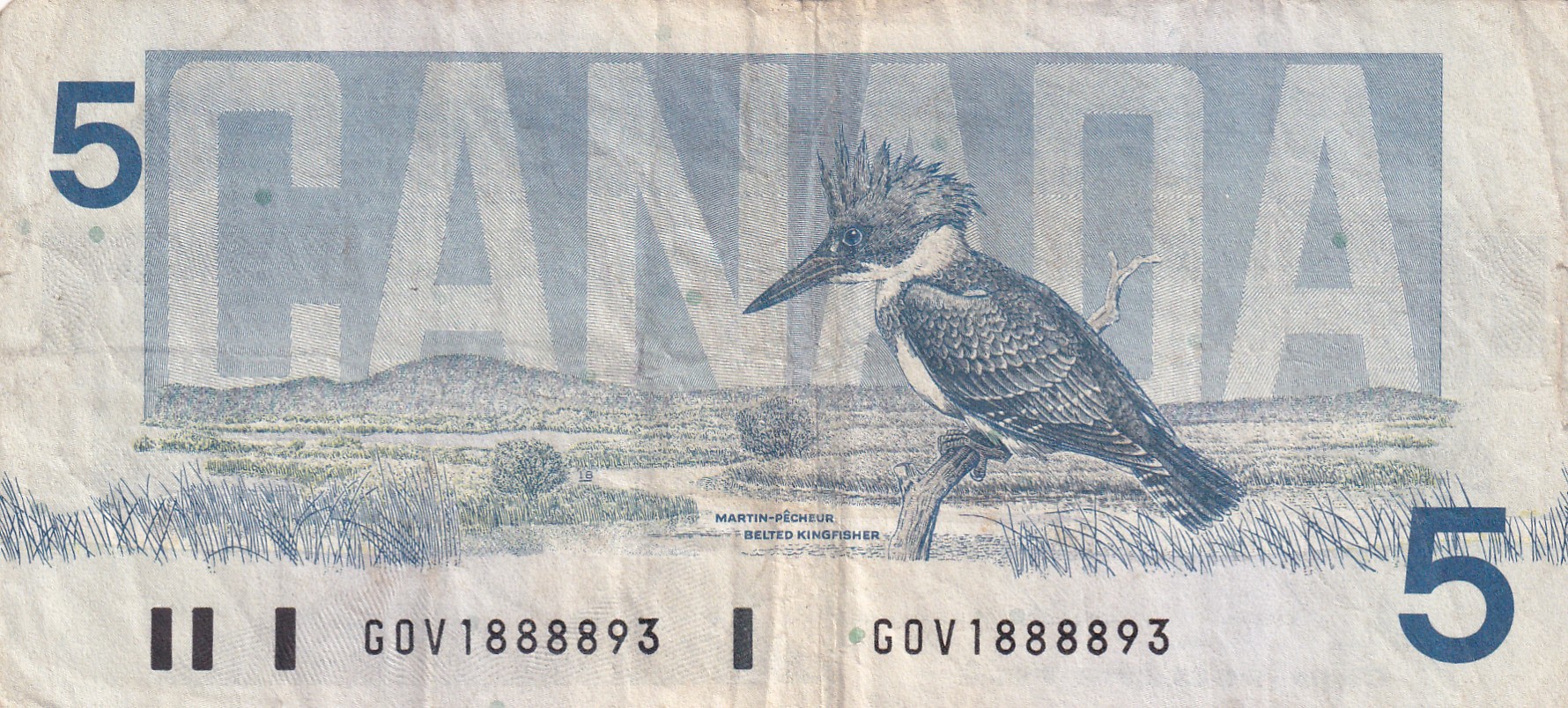Canada 5 Dollar Old Issue Ottawa 1986 Series Rare Note