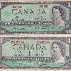 Canada Two Different Verity Old Issue (1954 + 1967) Series Rare Note
