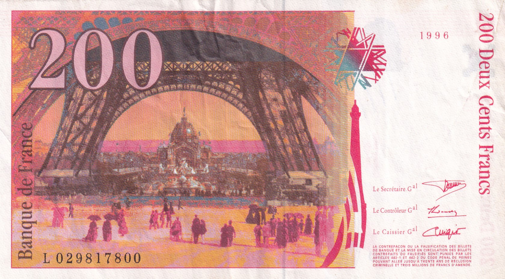 France 200 Francs Gustave Eiffel Rare Note