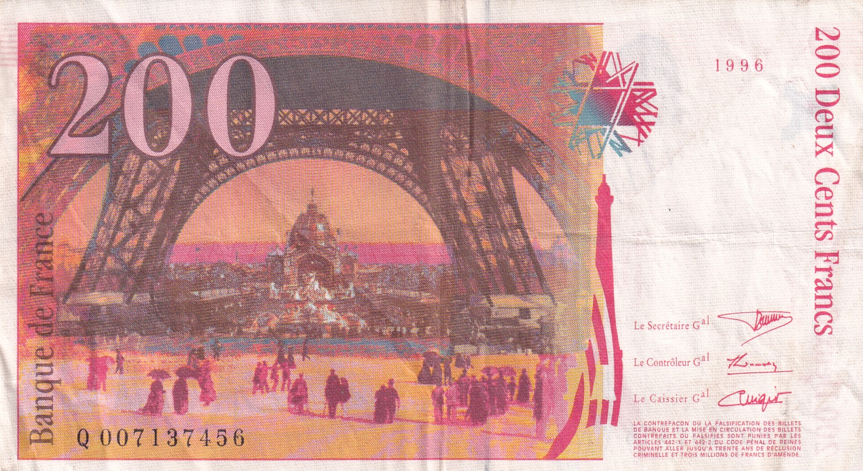 France 200 Francs Gustave Eiffel Rare Note