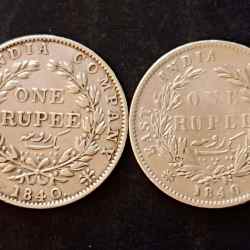 East india company Victoria queen continue legends Victoria queen divided legends Year 1840 Denominaton 1₹ Same and similar set are available