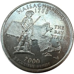 One Quarter Dollar United Sates of America State Massachutis Issue Very Unique and Rare