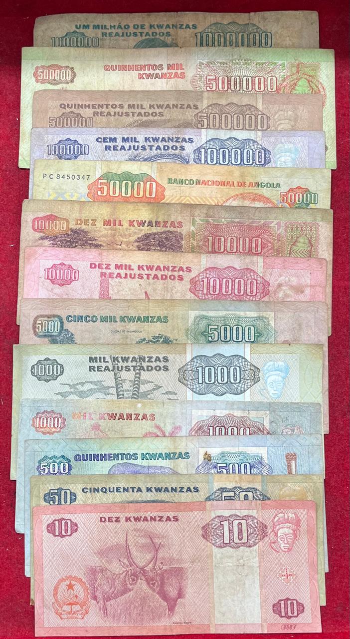 Angola ( 13 PCS Different ) Old Issue Note Set