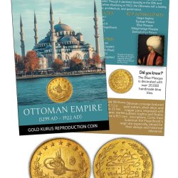 OTTOMAN EMPIRE – Gold Kurus Reproduction Coin with beautiful folder
