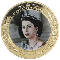 Cook Islands 5 Dollars 2013 - Elizabeth II Coronation Jubille (Weight 145g) Coloured coin with capsule and box