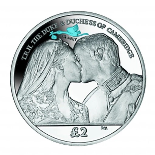 Sandwich Island 2 Pound 2013 T.r.h the DUKE & Duchess of Cambridge Rare Sterling Silver (Weight 28.28GRAM ) Beautiful BOX with Certificate