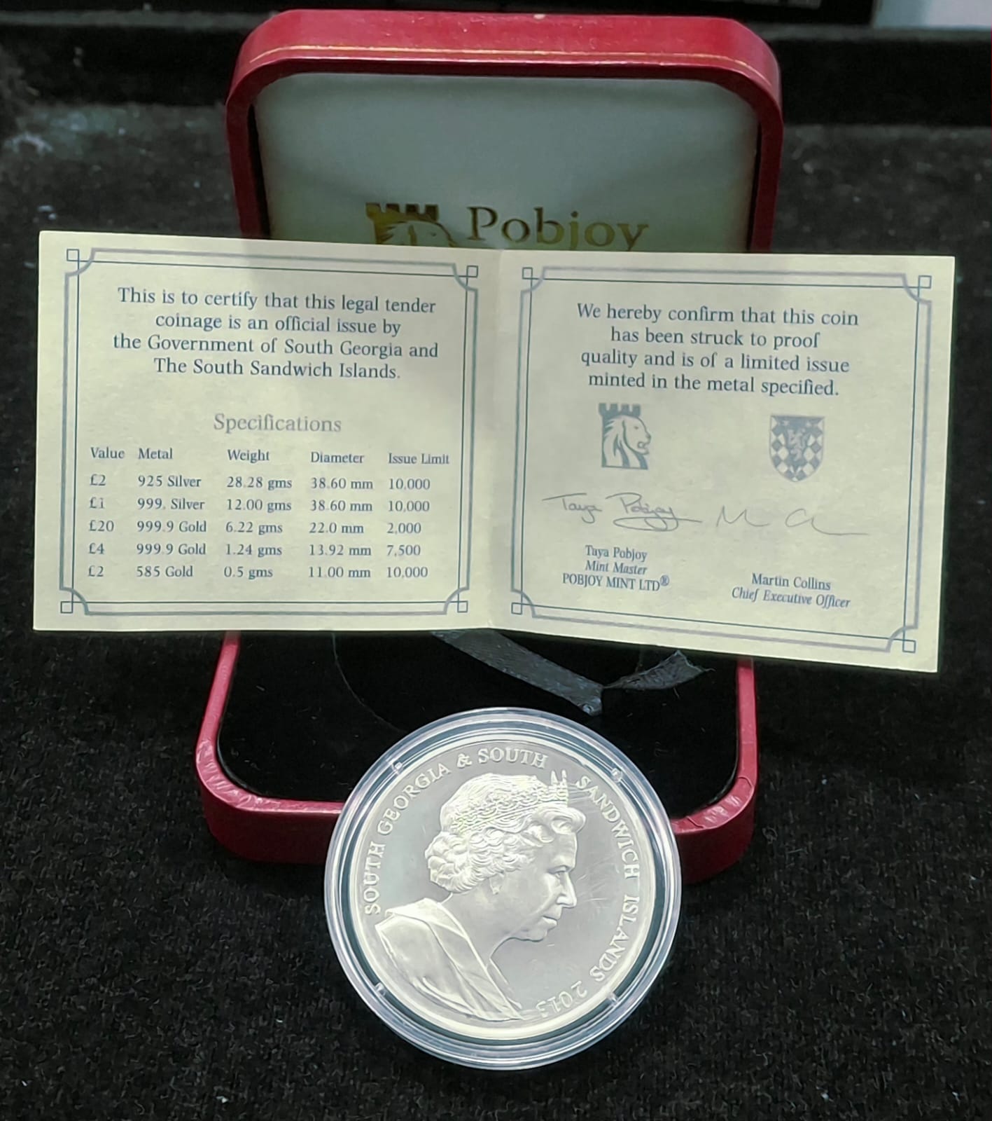 Sandwich Island 2 Pound 2013 T.r.h the DUKE & Duchess of Cambridge Rare Sterling Silver (Weight 28.28GRAM ) Beautiful BOX with Certificate