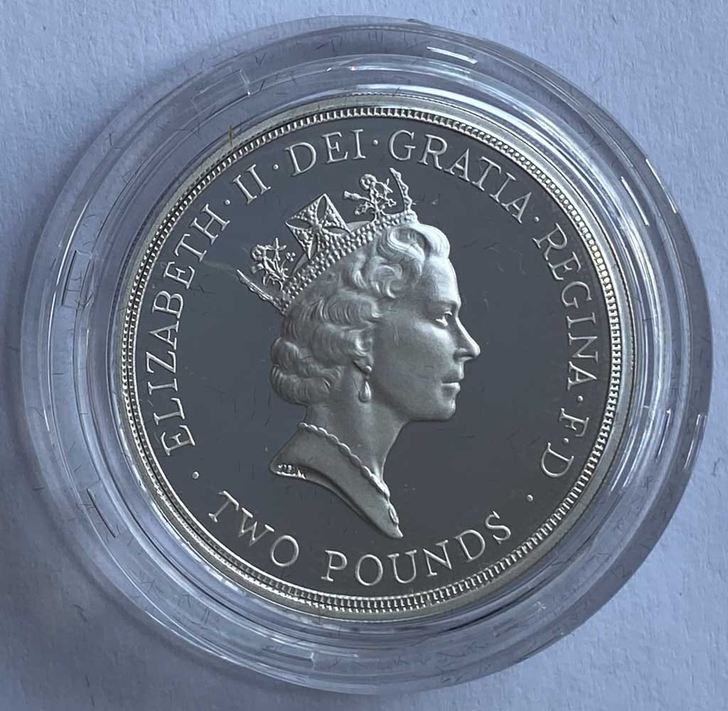 1994 United Kingdom 2 Pounds - Elizabeth II Bank of England; Silver Proof Silver (.925) Weight 15.98 g Royal Mint Beautiful BOX and Certificate