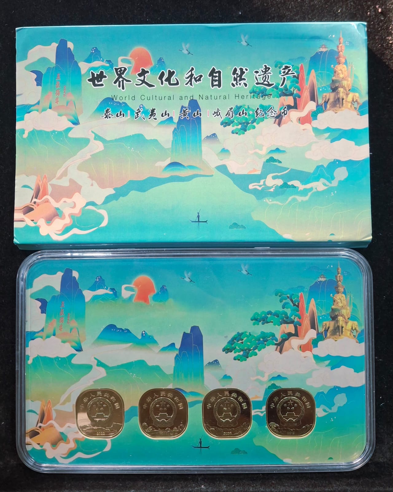 China World Culture and Natural Heritage 5 yuan ( 4 Coins Set ) With Very Beautiful Box