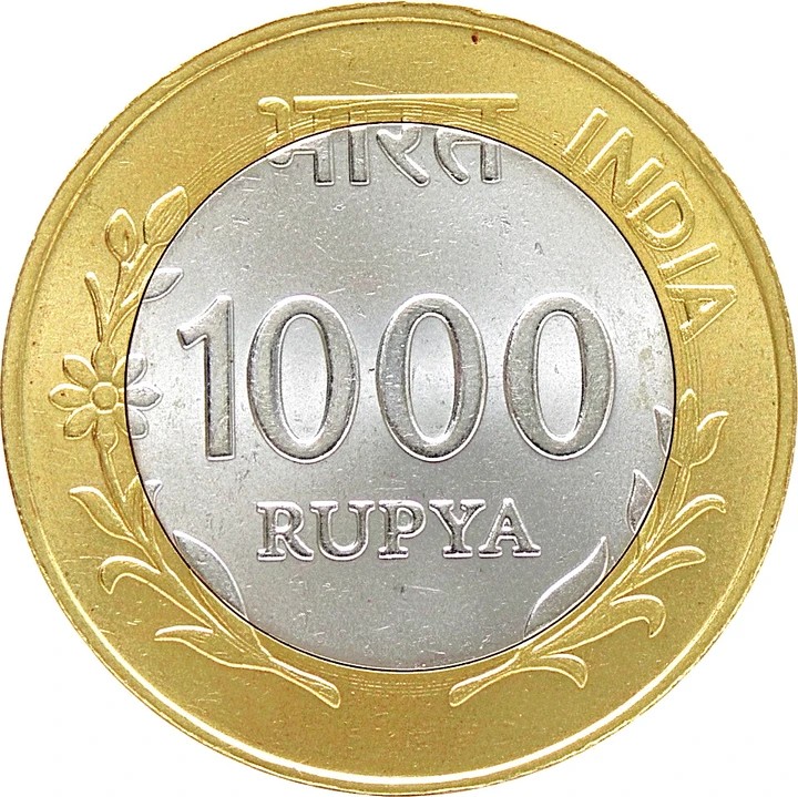 1000 Ruppes bymetalic medallion big size beautiful with box and stand