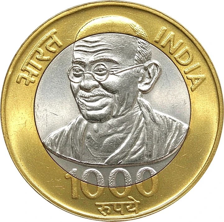 1000 Ruppes bymetalic medallion big size beautiful with box and stand