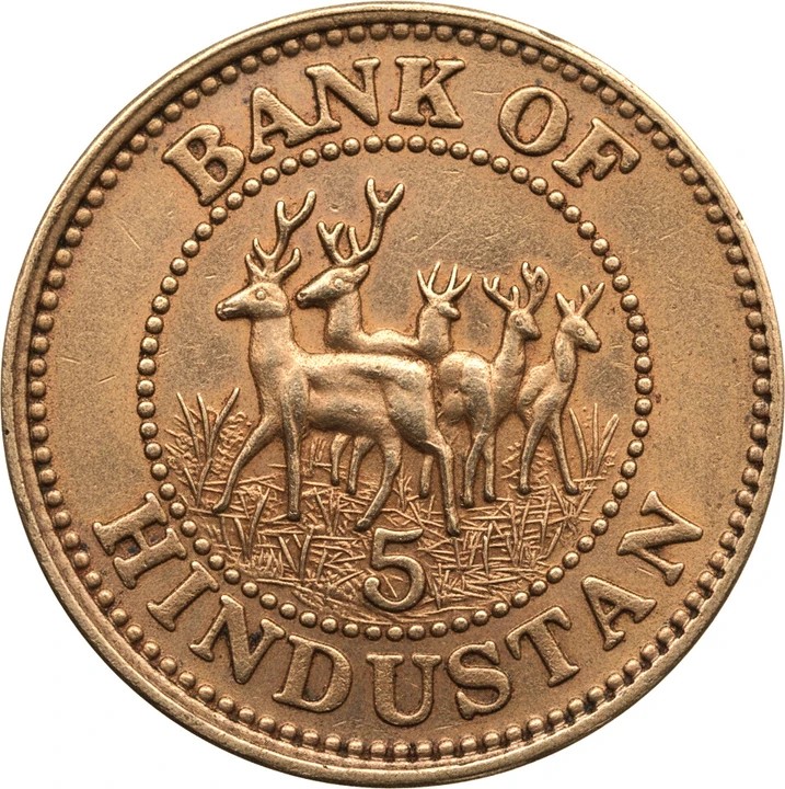 Ex-Rare 5 Rupya (Bank of Hindustan)1939 King George 6th,5 Deer/Hiran - Bank of India Medieval Coin Collection With Beautiful Box and Stand