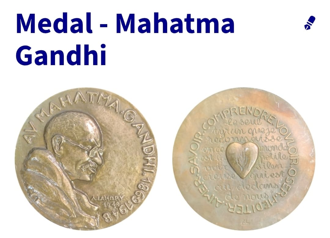 France Medal - Mahatma Gandhi 1948 Medallion Big Size Weight 122 Gram With Beautiful Box And Stand